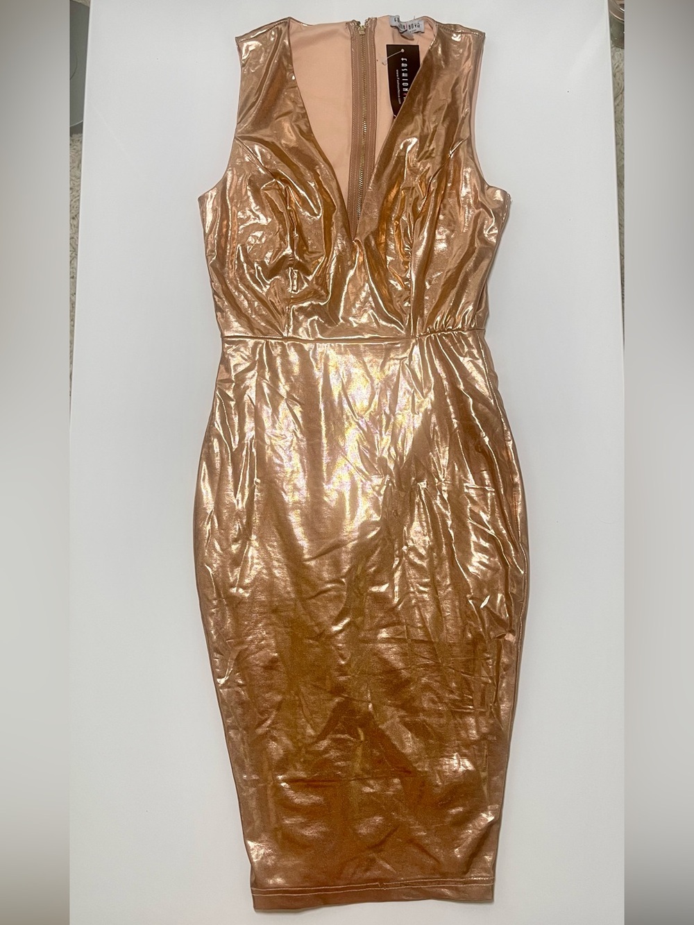 NWT Women’s Rose gold‎ Metallic Dress